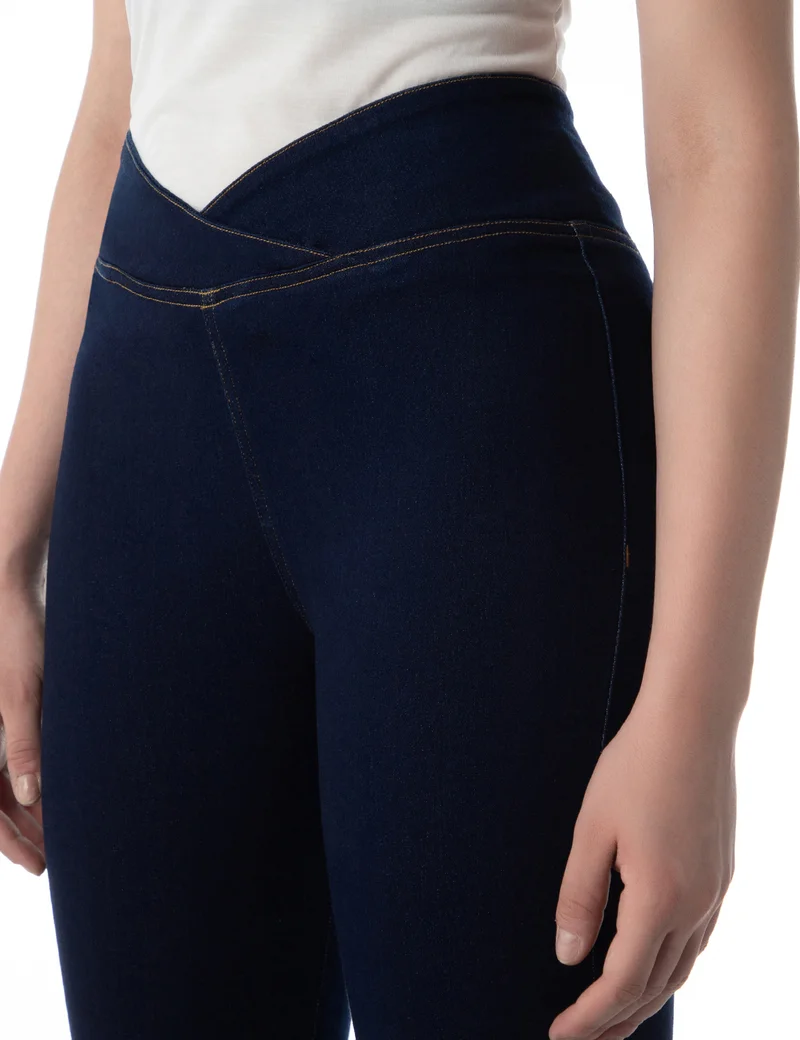 inkd Women's Flared Pull-on Jeans - Mid-Rise| Enzyme Wash | Slant Waistband | Jeans for Women